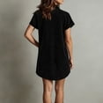 thumbnail image 4 of Blmnix Shift Woman Dress Button Down Short Dress Petticoat Short Sleeve Mini Black Collared with Pockets Casual Summer Dresses for Women,XL, 4 of 7