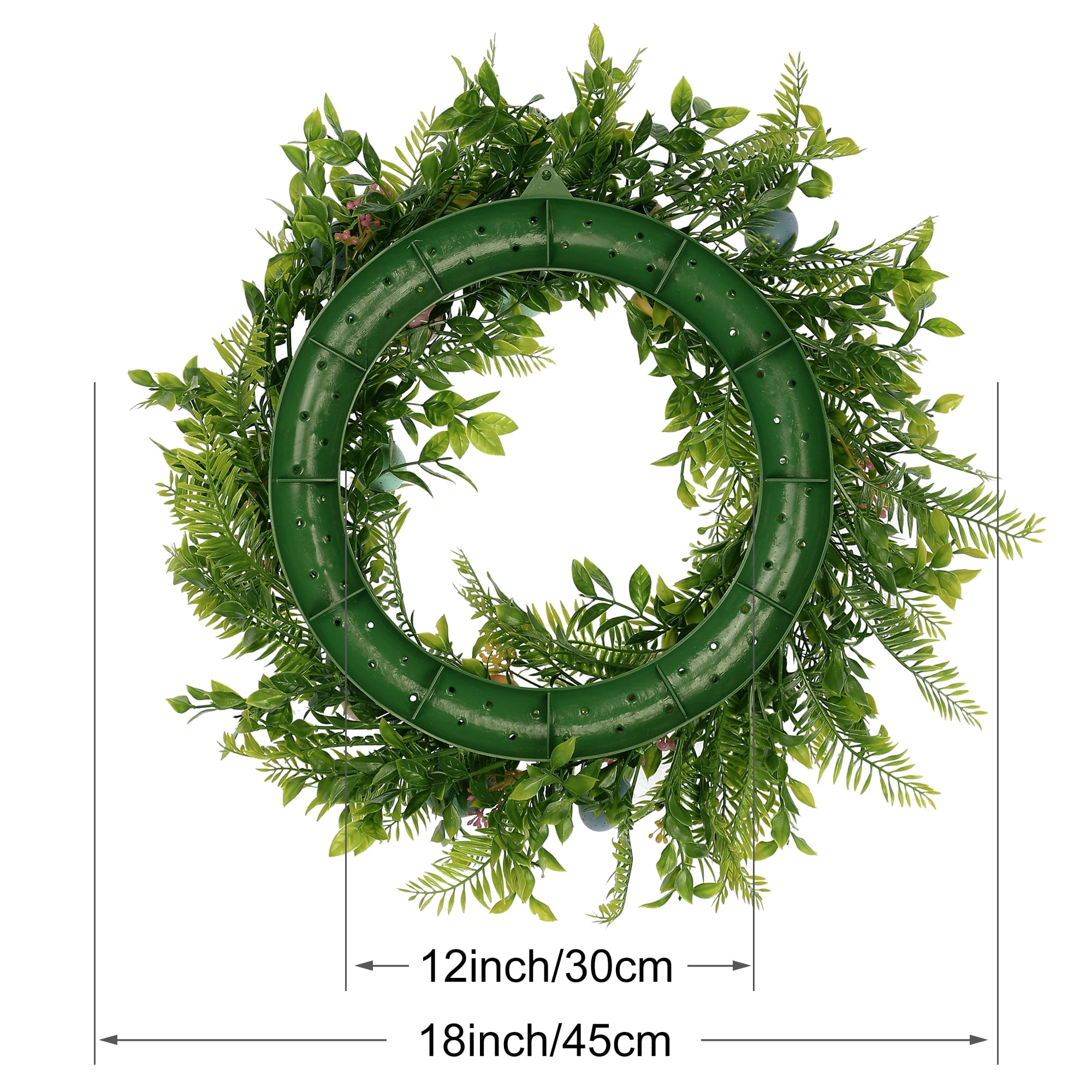 Unique Bargains Easter Wreath Artificial Colorful Eggs Wreaths for Front Door Decor Green