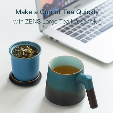 

YIRENWL Perfect gift for tea enthusiasts close friends or family members! Beautiful gradient ceramic tea cup with a delicate embossed wood handle complete with a lid and infuser for cr