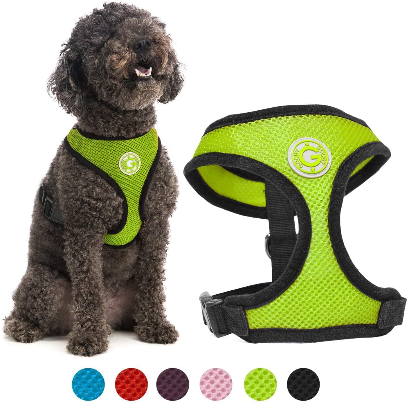 Gooby Soft Mesh Dog Harness Padded Adjustable Green, Large Chest 1722", Neck 14" Walmart