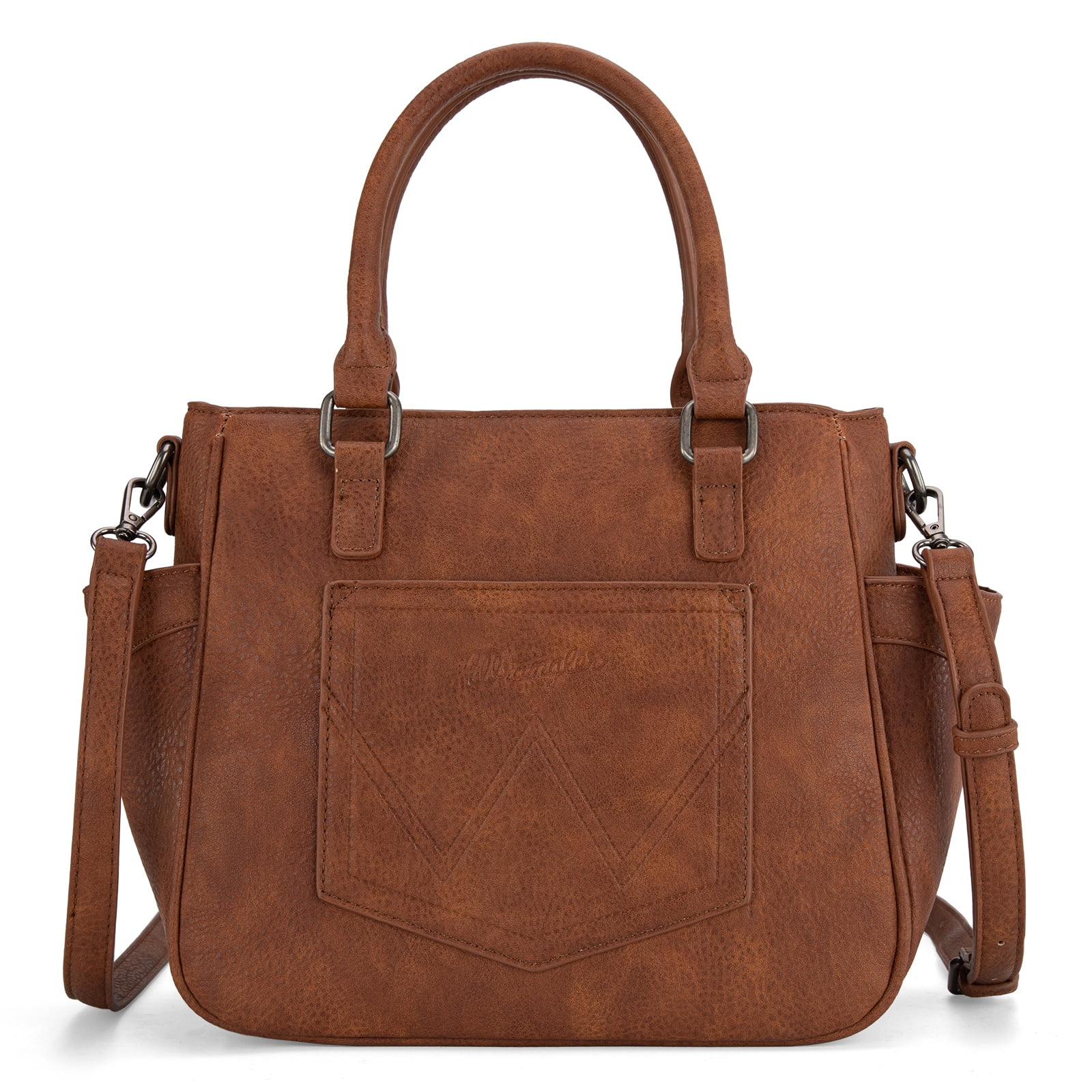 Wrangler Tote Bags for Women Medium Crossbody Purses Designer Top Handle Handbags, Brown