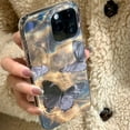 thumbnail image 4 of Laser Water Ripple Butterfly Phone Case Compatible with iPhone 14 Pro 2022 Aesthetic Bling Glitter Wave Stylish Design Slim Protective Girls Women Cover(iPhone 14pro 6.1",Black), 4 of 16