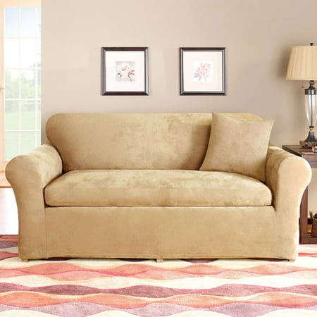 Sure Fit Stretch Suede 3-Piece Loveseat Slipcover