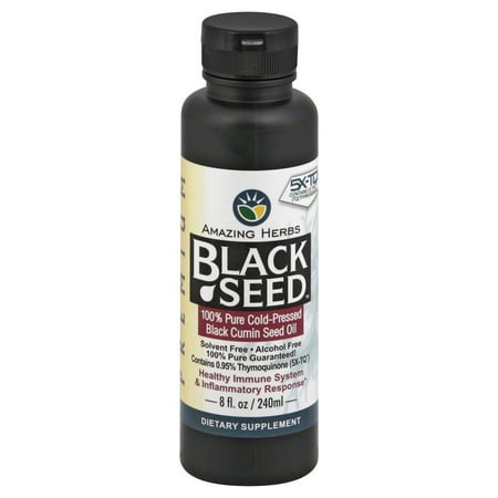 Amazing Herbs Black Seed Cold-Pressed Oil - 8oz (Best Time To Take Black Seed Oil)