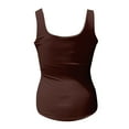 thumbnail image 4 of Women's Square Neck Seamless Sleeveless Tank Top, Cute Basic Summer Shirt with Slim Fit for Layering,Coffee L, 4 of 5