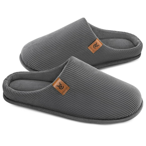 Zapatillas sin cordones VeraCosy de pana para hombre, espuma viscoelástica, gris 11-12