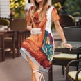 thumbnail image 3 of Saiise Robe d'Été en Tricot Douillet à Motif Lama pour Femmes, T-Shirt Décontracté à Manches Courtes, Robe Soleil Fleurie, Couvre-Maillot de Plage avec Poches, 3 of 6