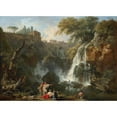 thumbnail image 2 of Claude-Joseph Vernet 18x14 Gold Ornate Wood Frame and Double Matted Museum Art Print Titled - The Waterfalls at Tivoli, with the Villa of Maecenas (C. 1740 - 1750), 2 of 4