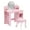pink, variant on Kids Vanity Set with LED Mirror & Stool, Girls Makeup Dressing Table with Drawer & Open Storage Shelves, Wooden Princess Vanity Desk for Toddlers