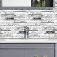 thumbnail image 4 of 5 Sheet Peel and Stick Backsplash Waterproof Stone Backsplash Tile Marble Self Adhesive Peel and Stick on Backsplash for Kitchen Bathroom Fireplace Cabinet 4"x8" White, 4 of 7
