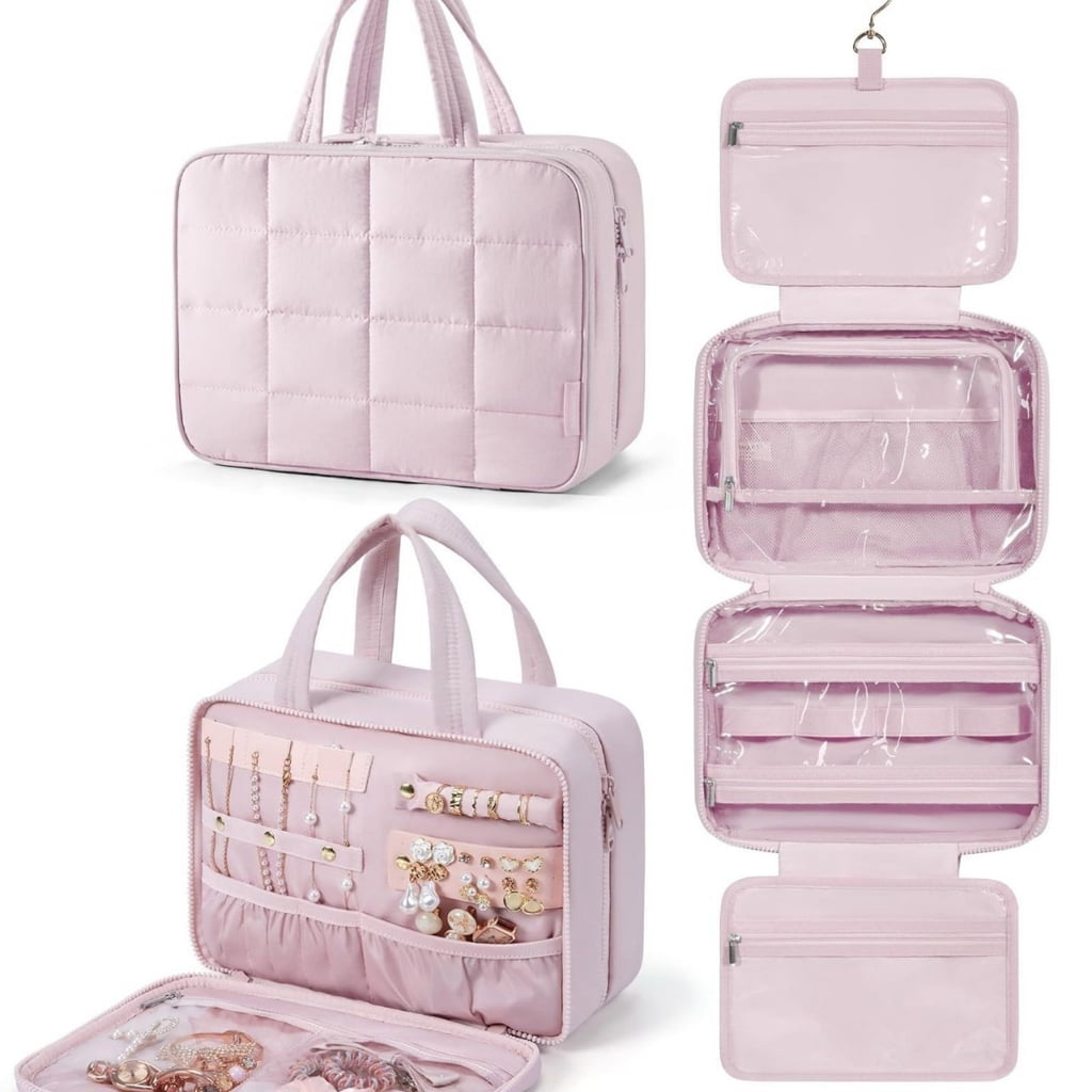 Foldable Hanging Cosmetic Organizers Quick Dry Polyester Ergonomic Backpacking Essential Toiletry Bag for Travel