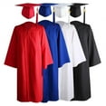 thumbnail image 3 of Graduation Gown Tassel Hat Zipper V Neck Loose Solid Color High School Bachelor Academic Dress Student Graduation Costume, 3 of 5