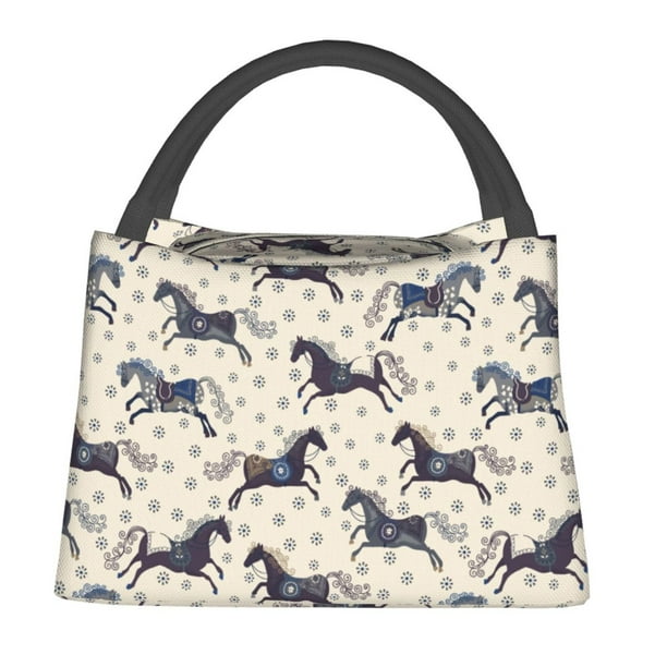 Fotbe Horse Bolsa Térmica Portátil con Estampado, Bolsa de Entrega de Alimentos Aislada, Bolsa Reutilizable de Gran Capacidad para Comidas y Supermercado