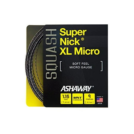 Supernick XL Micro Squash String (1 set - 30 FT) (Black), Material: Nylon Multifilaments By (Best Multifilament String For Spin)
