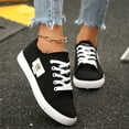 thumbnail image 2 of Rokment Women's Canvas Low Top Fashion Sneakers Vintage Classic Denim Walking Flat Stylish Casual Walking Skate Tennis Shoes Black Size 6, 2 of 5