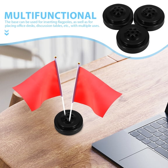 MIPCASE 3-Pack Mini Flag Stand Black Plastic Holders for Tabletop and Outdoor Display Use