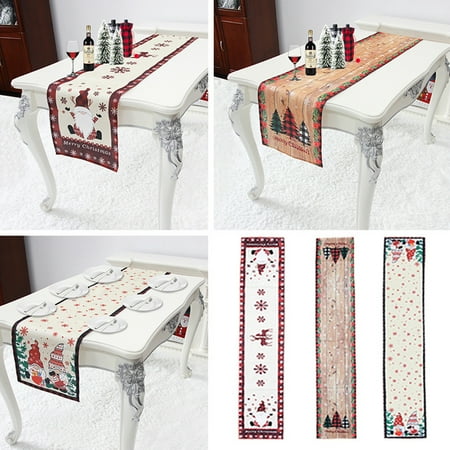 

Citystores Christmas Table Runner Seasonal Washable Anti-shrink Rectangle Anti-pilling Scene Layout Cotton Flax Xmas Santa Claus Winter Dining Table Cloth for Restaurant