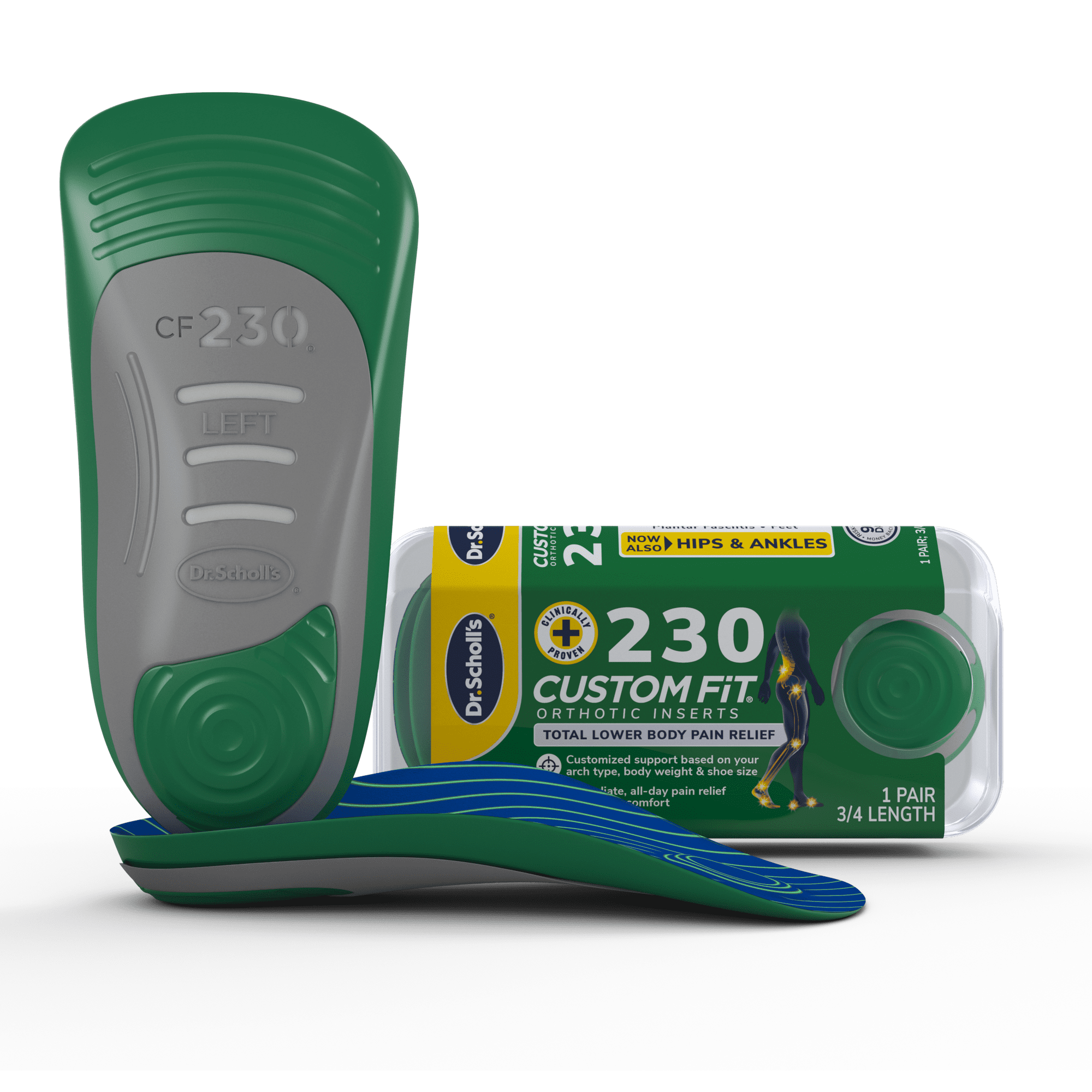 Dr. Scholl’s® Custom Fit® Foot Orthotics 3/4 Length Inserts, CF 230, All-Day Pain Relief for Feet