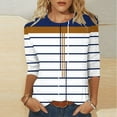thumbnail image 2 of Perfectbot Women's Fashion Tops 3/4 Sleeve Striped T-Shirts Cute Crewneck Basic Tees Blouses, 2 of 5