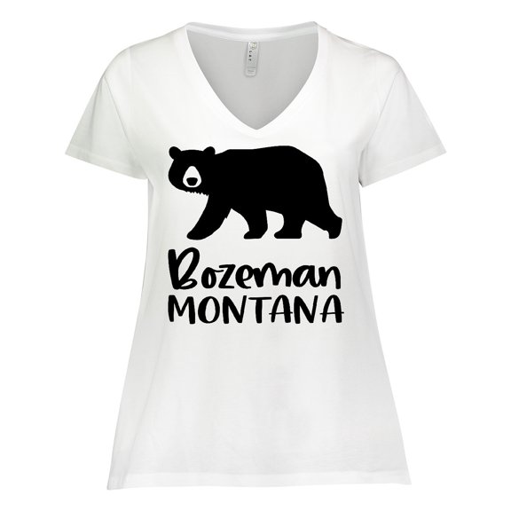 Inktastic Bozeman, Montana Black Bear Silhouette Women's Plus Size V-Neck T-Shirt