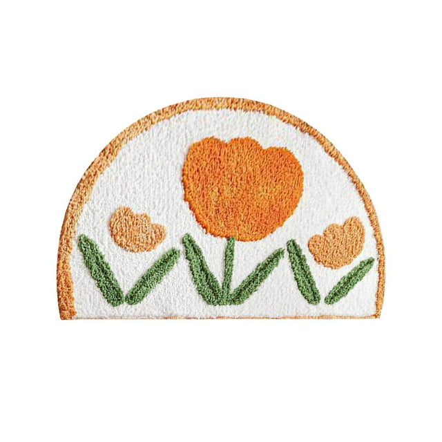 Binwennn Couverture en Fil Chauffant Jeté Couverture Tapis de Salle de Bain Demi-Tapis de Bain Mignon Soleil Tapis de Bain Rétro Bohème Maison Salle de Bain Petit Coloré Semi-Rond Tapis de Douche Drôle Tapis Lavable