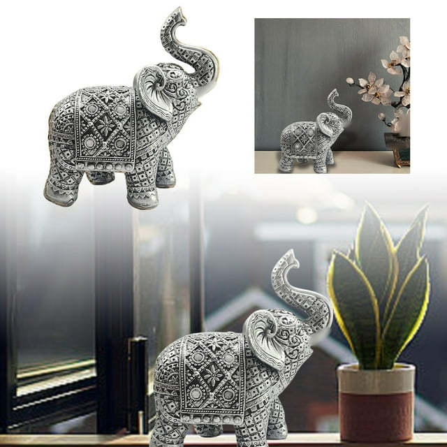 Elegant Elephant Resin Decorative Figurine for Desktop - Handmade Art Piece with Easter Design for Home or Use