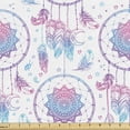 thumbnail image 1 of Ethnic Fabric by the Yard Upholstery, Repetitive Pattern of Ornamental Mandala Centered Dreamcatchers Design, Decorative Fabric for DIY and Home Accents, White Sky Blue and Pink by Ambesonne, 1 of 5