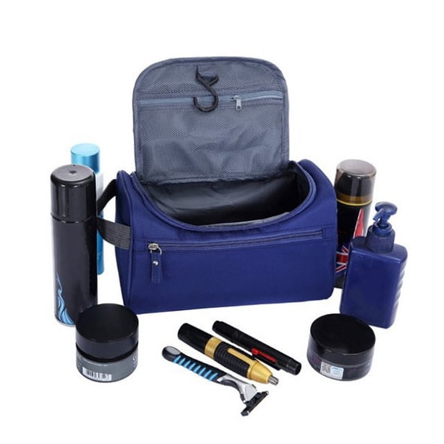 Men Toiletry Storage Bag Organizer Waterproof Large Capacity Male Cosmetic Case Travel Tote, Navy Blue