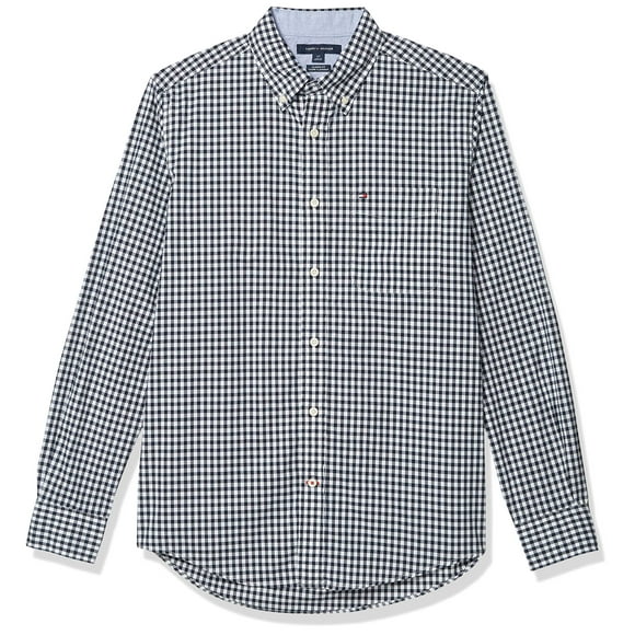 Tommy Hilfiger Men's Long Sleeve Button Down Shirt in Classic Fit, Sky Captain Check, XL