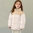 thumbnail image 2 of Children Boy Girl Collared Neck Lounge Down Jackets Coats for Child Long Sleeve Color Block Kawaii Warm Thick Puffer Basic Winter Fall Outfits 2026 5 Years, 2 of 7