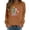 Brown, variant on Womens Tops Long Sleeve Shirts Cow Christmas Print Sweatshirts Festive Western Graphic Pullover Casual Soft Crewneck Fall Clothes for Women Tees Blouses Khaki L