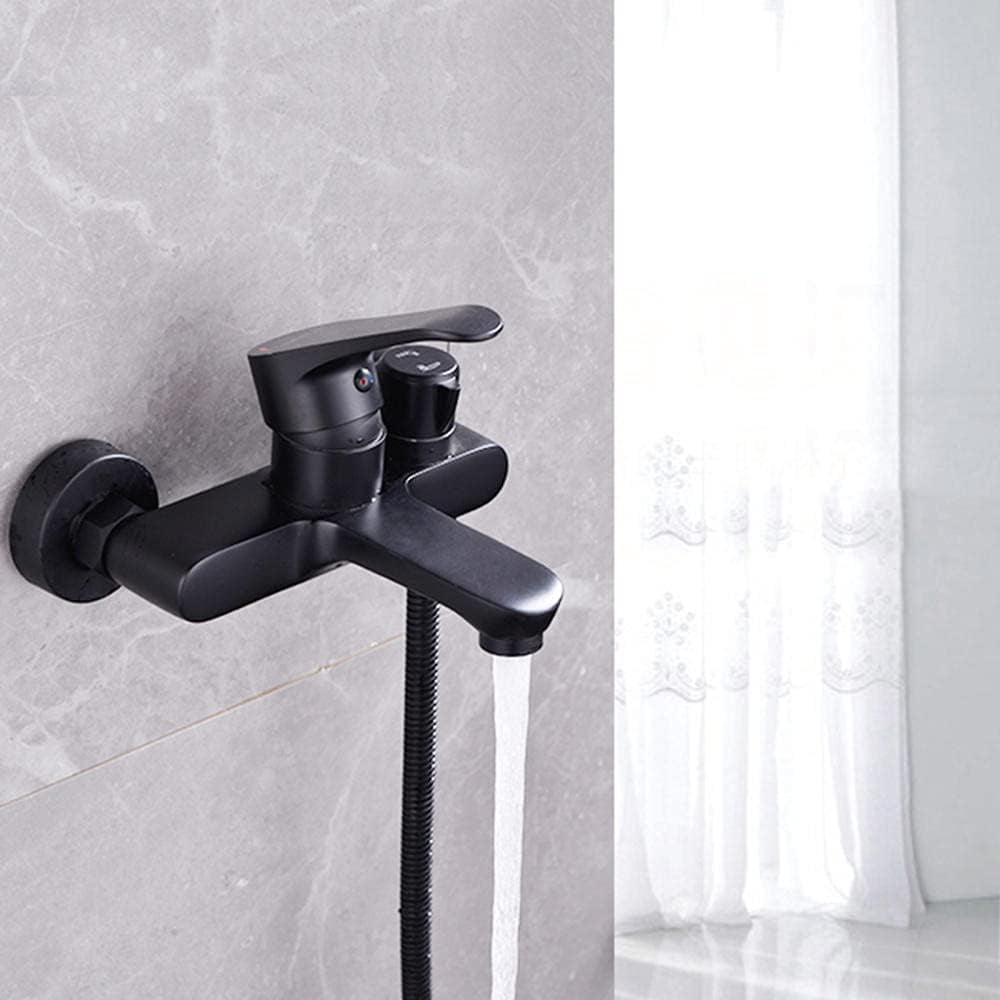 bathtub faucet Wall Mounted Bathtub Faucet with Shower Black Bath Dark Bath Shower Brass Cold and Hot Water Bathtub Faucet with Shower-C