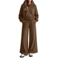 thumbnail image 2 of Women Hoodie Sets 2 Piece Outfits,Long sleeves Sweatshirts,High Waist Wide Leg Pants with Pockets,Solid Color Casual Sets,Fall Tracksuit,Spring Casual Outfits, 2 of 5