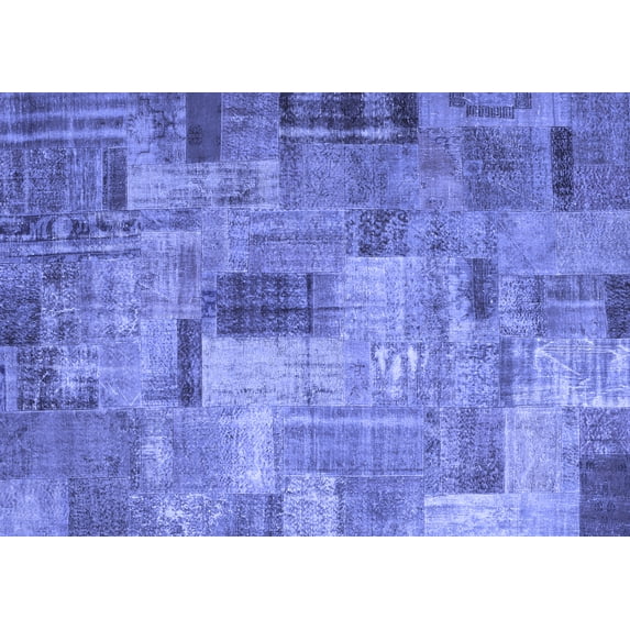 Ahgly Company Machine Washable Indoor Rectangle Patchwork Blue Transitional Area Rugs, 6' x 9'