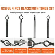 KFFKFF Blacksmith Tongs 18” 4 PCS V-Bit Bolt Wolf Jaw Z V-Bit Gripping Tongs
