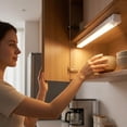 thumbnail image 3 of LED Motion Sensor Under Cabinet Light, 30cm Wireless Rechargeable Adhesive Magnetic Indoor Lighting for Closet, Kitchen, Wardrobe, Stairs,Type-C Charging, 120° Sensing Angle,Warm Light, 3 of 6