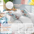 thumbnail image 2 of 3 Piece Summer Starfish Duvet Cover Set Queen Size,Microfiber Comforter/Quilt Cover with Corner Ties and 2 Pillowcases,Blue Coral Beach Couch Coastal Grey Plaid All Season Bedding with Zipper Closure, 2 of 8