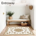 thumbnail image 3 of ODIKA 5'x7' Machine Washable Non-Slip Area Rug, Scrollwork with Ornamental Damask and Interlocking Florals High Traffic Rug, Brown, 470559, 3 of 7