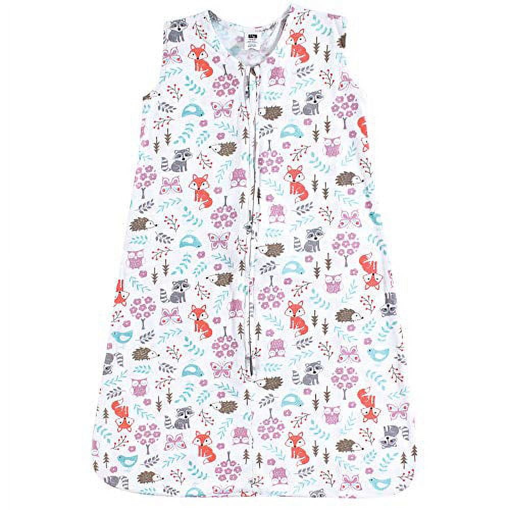 Hudson Baby Infant Girl Cotton Sleeveless Wearable Sleeping Bag, Sack, Blanket, Woodland Fox, 6-12 Months