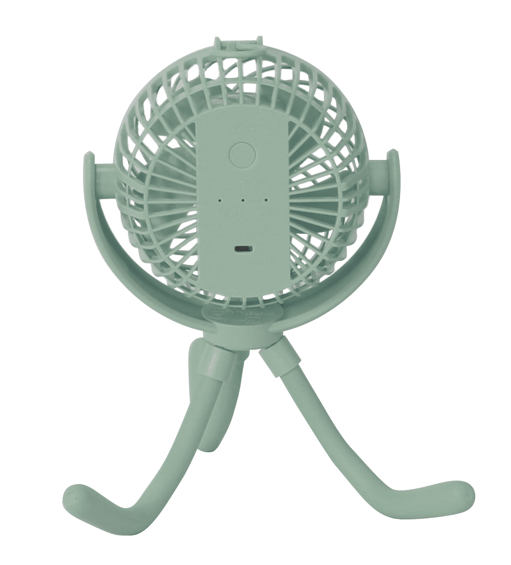 Mainstays Portable Rechargeable Fan with Flexible Tripod Legs for Stroller and Car Seat, Green River