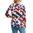 thumbnail image 6 of IYYVV 3/4 Length Sleeve Womens Tops 4th of July Button Down Shirts for Women Summer Top 2025 Patriotic Stars Stripes Flag Graphic Tees Deep Red L, 6 of 7