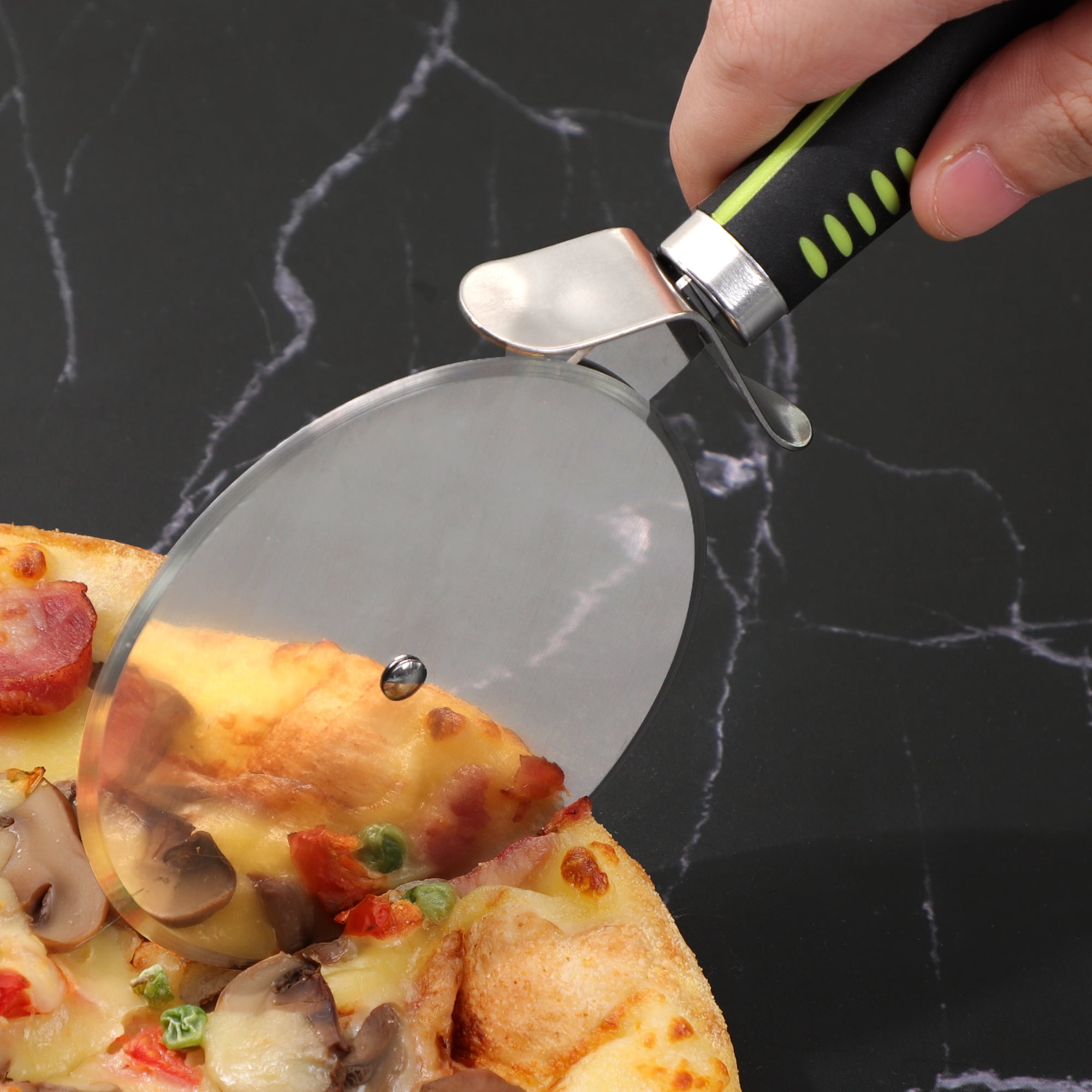 Unique Bargains Pizza Cutter Wheel Stainless Steel Pizza Cutter Slicer Razor Large