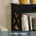 thumbnail image 6 of 39.5 Inch Narrow Console Table, 3 Tier Entryway Table Sofa Side Table with Drawer and Storage Shelves for Hallway, Living Room, Bedroom, Stable X Frame Design, Black, 6 of 8