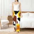 thumbnail image 5 of Uemuo Cow Print Sunflower Pattern Women's Wide Leg Palazzo Lounge Pants with Pockets Light Weight Loose Comfy Casual Pajama Pants-Small, 5 of 9