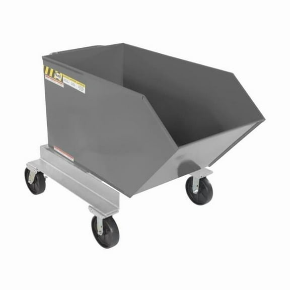 Vestil P-HOP-0.5-GYSG 53.875 x 34.8125 x 37.1875 in. Steel Portable Tilting Hopper - 0.5 Cubic Yard - 2000 lbs Capacity - Gray Semi Gloss