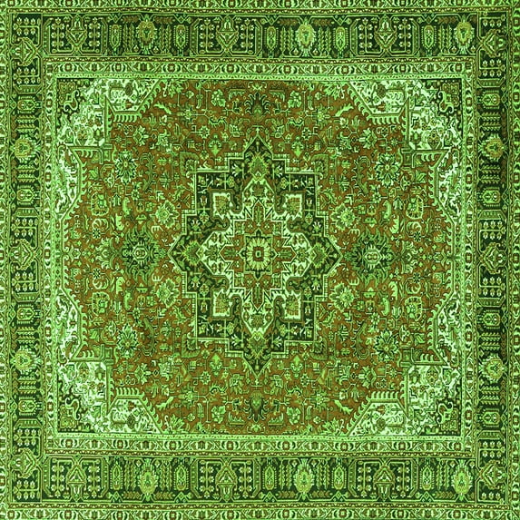 Ahgly Company Indoor Square Persian Green Traditional Area Rugs, 7' Square