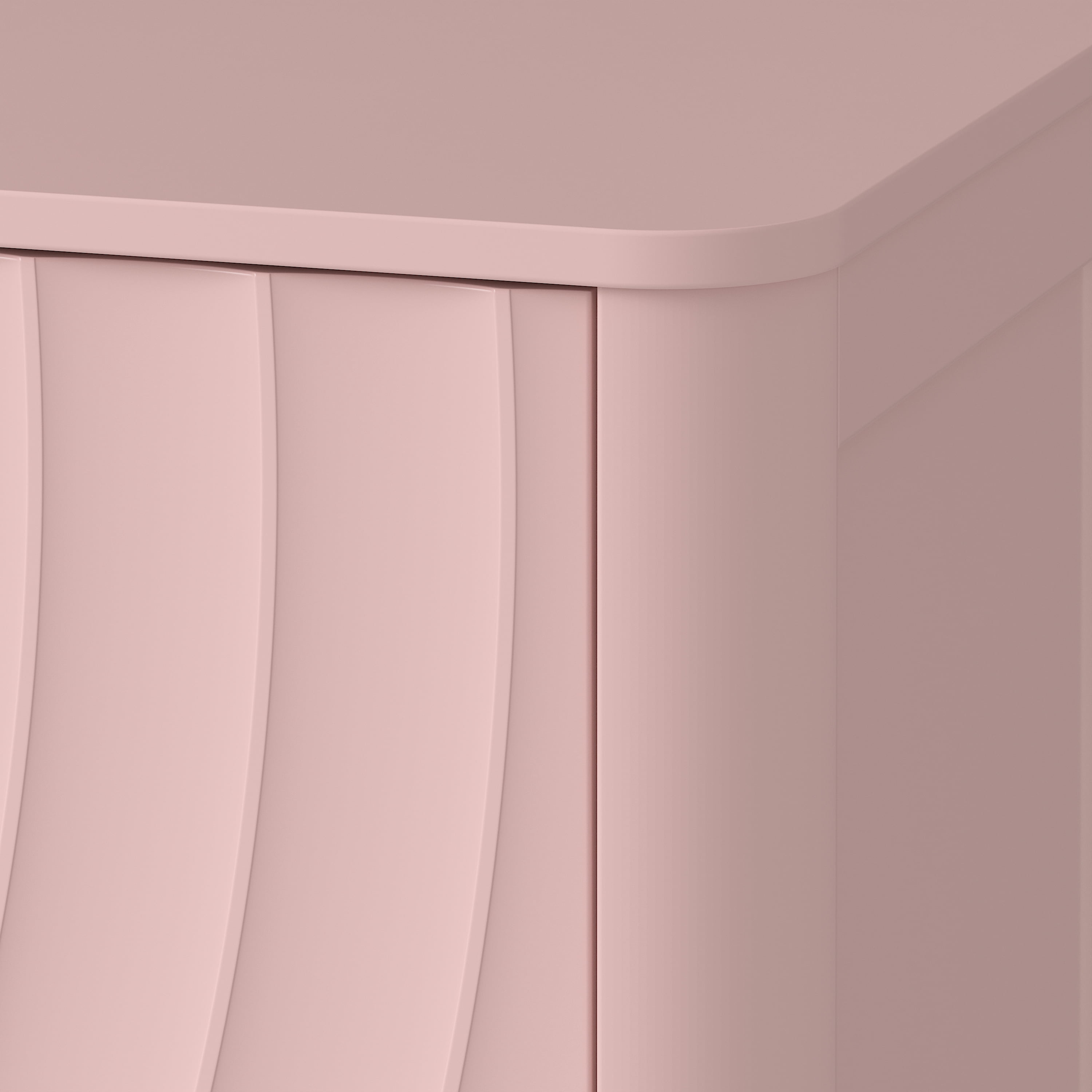 Homy Casa 46.5" Modern 6 Drawer Bedroom Dresser with Wave Fronts Pink
