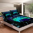 thumbnail image 3 of Erosebridal Twin Gamer Bedding Sets Gaming Fitted Sheet Teens Video Gamer Room Decor,Gamepad Controller Gamer Bed Sheets Black Teal Blue Tie Dye Bed Set, 3 of 6