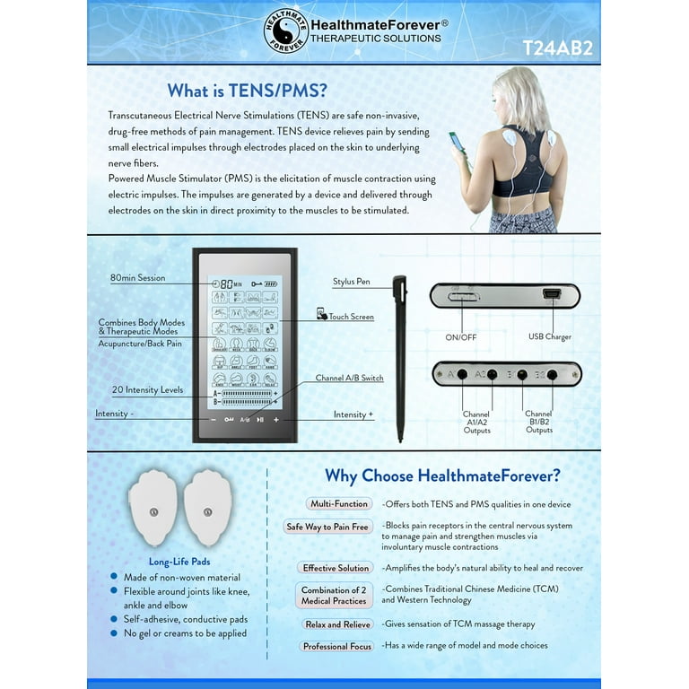 New Version 40 Modes T40AB2 TENS unit & Muscle Stimulator - 2 Year Warranty