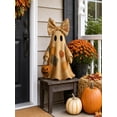 thumbnail image 5 of 25.6" Vintage Patchwork Ghost Statue with Pumpkin, Cute Halloween Tabletop Figurine, Rustic Fall Autumn Home Decor for Shelf, Mantle & Desk,(1 Pack), 5 of 9